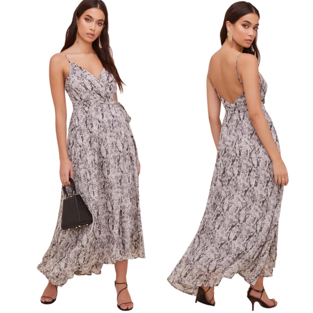 ASTR The Label Womens Maxi Wrap Dress Chiffon Flowy Large Wedding Vacation Sexy